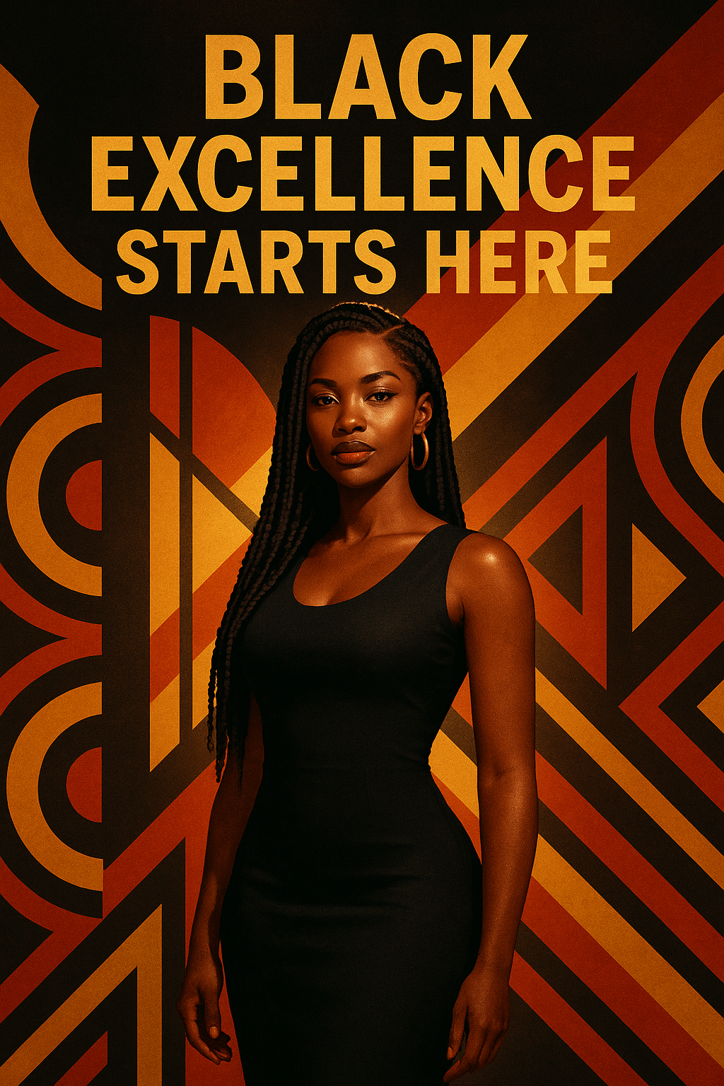 Black Mall of America Spokesmodel in red dress