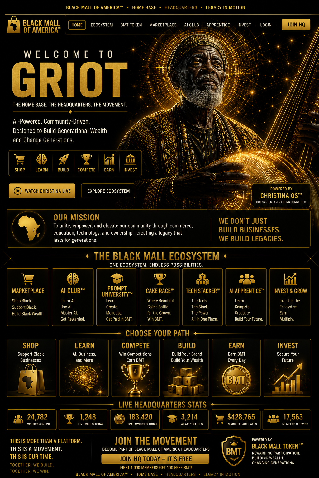 Welcome to GRIOT AI, the intelligent assistant inside the Black Mall of America ecosystem